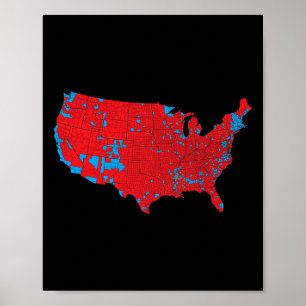 Poster Mapa Da Onda Vermelha Dos Eua Nas Eleições Preside