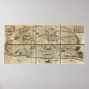 Poster Mapa da Palestina de 1662 Janson Hornius Santa Ter