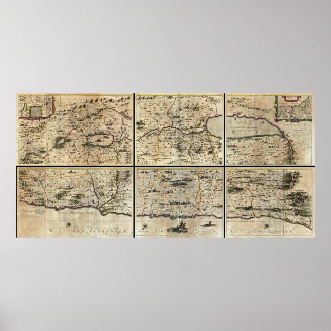 Poster Mapa da Palestina de 1662 Janson Hornius Santa Ter (Frente)