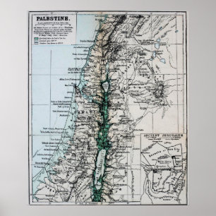 Poster Mapa da Palestina de 1889, Oriente Médio