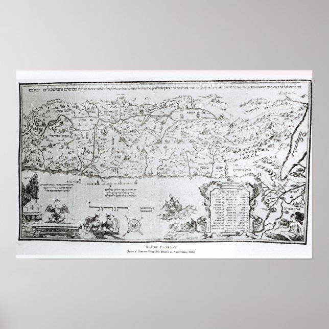 Póster Mapa da Palestina, de uma Passover Haggadah (Frente)