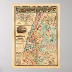 Poster Mapa da Palestina e de todas as terras Bíblias