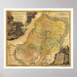 Póster Mapa da Palestina por Johann Baptist Homann 1715