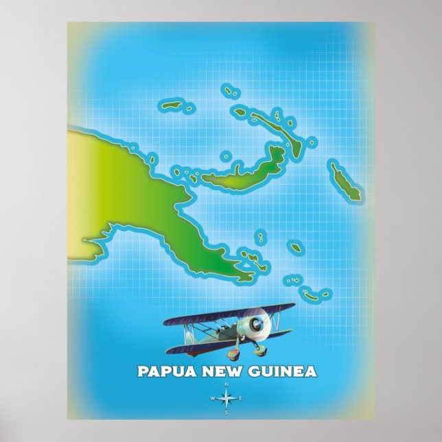 Poster mapa da papua nova guiné. (Frente)