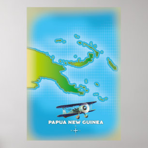 Poster mapa da papua nova guiné.