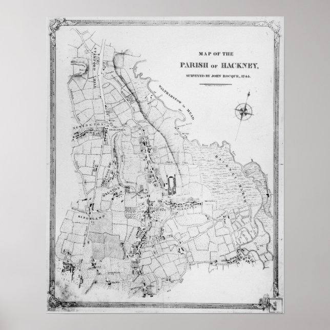 Póster Mapa da Parish de Hackney (Frente)