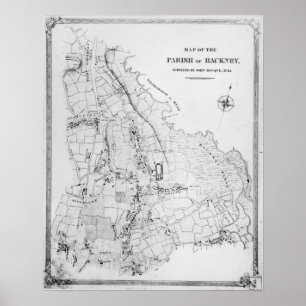 Póster Mapa da paróquia de Hackney