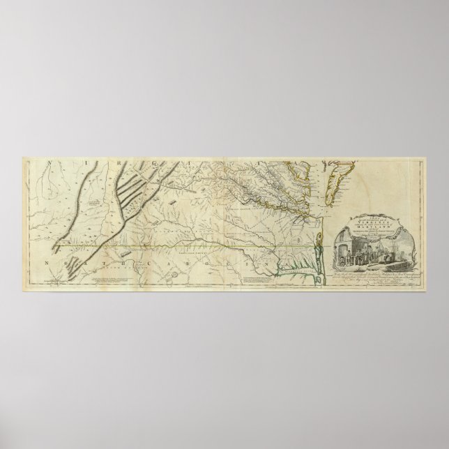 Póster Mapa da parte mais habitada da Virgínia (Frente)