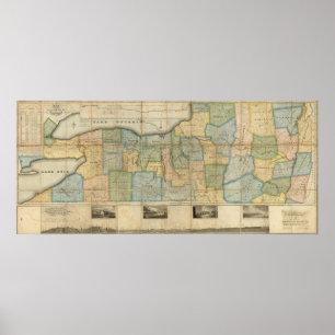 Póster Mapa da parte ocidental do estado de New York