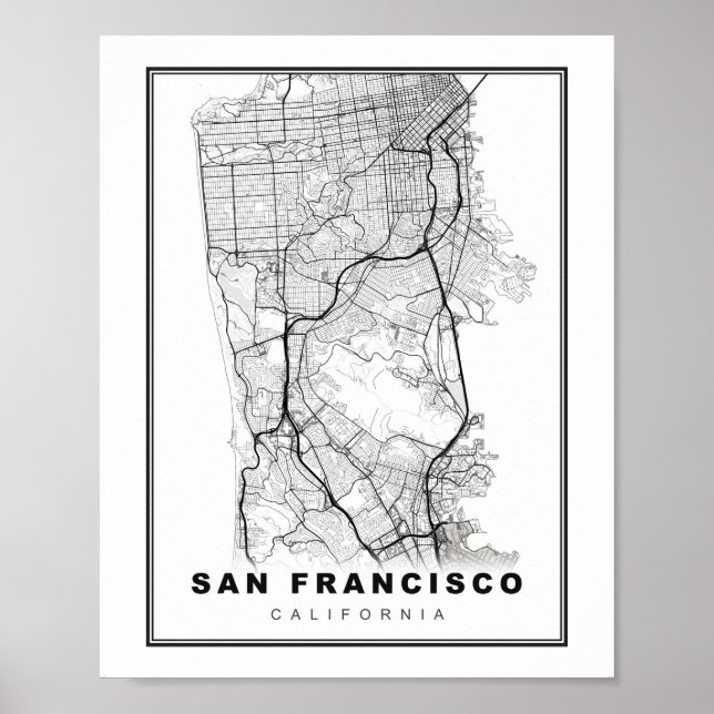 Poster Mapa da Península de San Francisco (Frente)