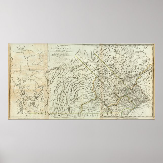 Póster Mapa Da Pensilvânia (Frente)