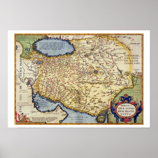 Póster Mapa da Pérsia, do Teatrum Orbis Terrarum, (Frente)