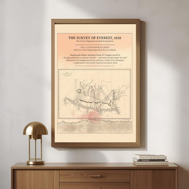 Poster Mapa da Pesquisa do Everest de 1858 — Arte Moderna (Criador carregado)