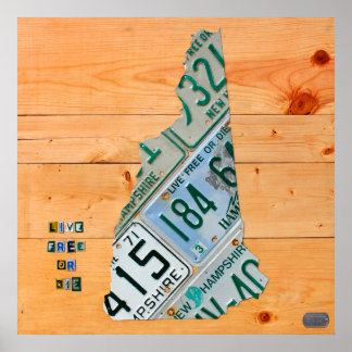 Poster Mapa da Placa de Licença de New Hampshire