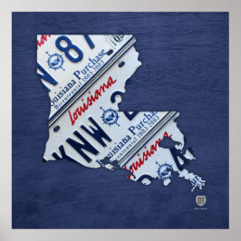 Poster Mapa da Placa de Licença do Estado de Louisiana