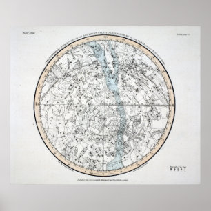 Poster Mapa da placa XXVIII do hemisfério sul