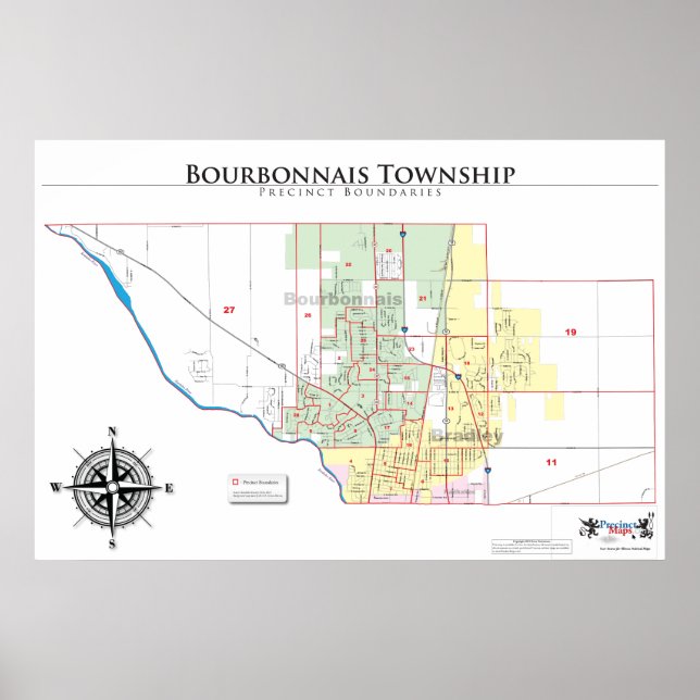 Póster Mapa da Polícia Municipal de Bourbonnais (Frente)