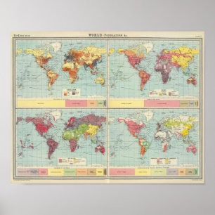 Póster Mapa da população de mundo