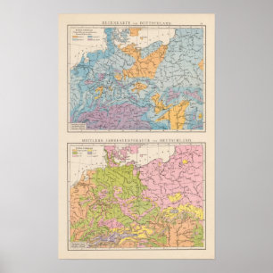 Póster Mapa da precipitação de Alemanha