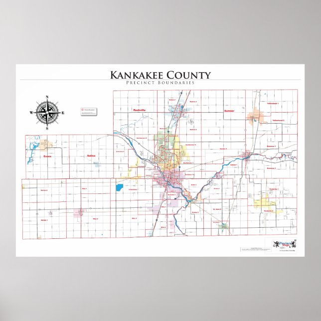 Poster Mapa da Precisão do Condado de Kankakee (Frente)
