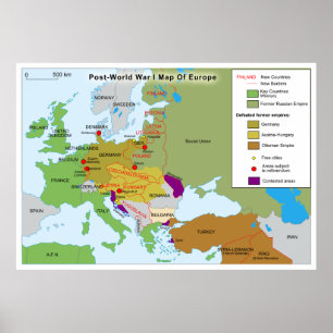 Póster Mapa da Primeira Guerra Mundial do cargo de Europa