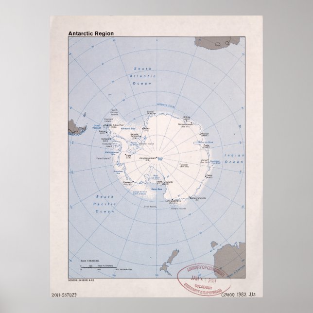 Póster Mapa da região antártica (1982) (Frente)