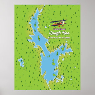 Poster Mapa da República da Irlanda, lough lough, l