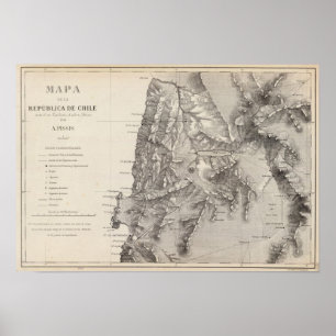 Póster Mapa da república do Chile 1