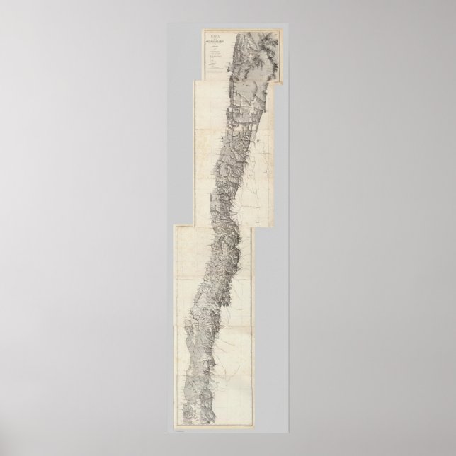 Póster Mapa da República do Chile 18 (Frente)