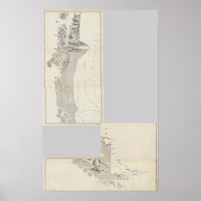 Póster Mapa da República do Chile 915 (Frente)