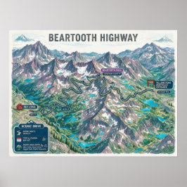 Poster Mapa da Rodovia Beartooth