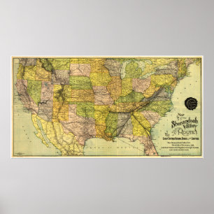 Póster Mapa da Rota Ferroviária do Vale de Shenandoah (18