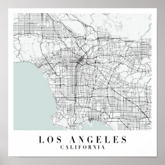 Poster Mapa da Rua Azul da Califórnia em Los Angeles