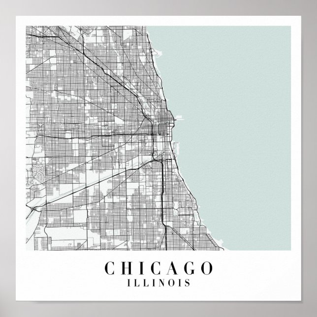 Poster Mapa da Rua Azul de Chicago (Frente)