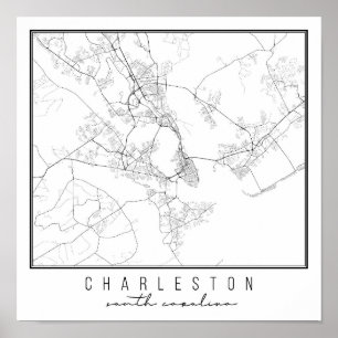 Poster Mapa da Rua Charleston Carolina do Sul