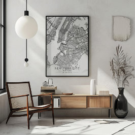 Poster Mapa da Rua da Cidade de Nova York Contemporânea s