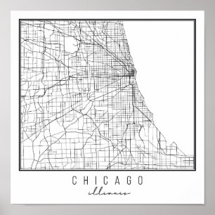 Poster Mapa da rua de Chicago Illinois
