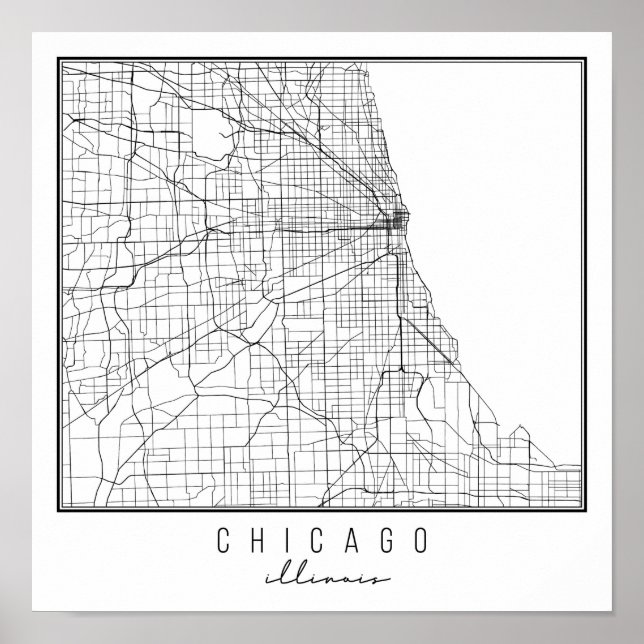 Poster Mapa da rua de Chicago Illinois (Frente)