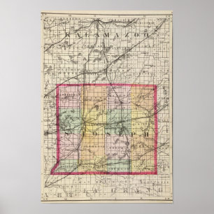 Póster Mapa da Rua do Condado de Joseph, Michigan