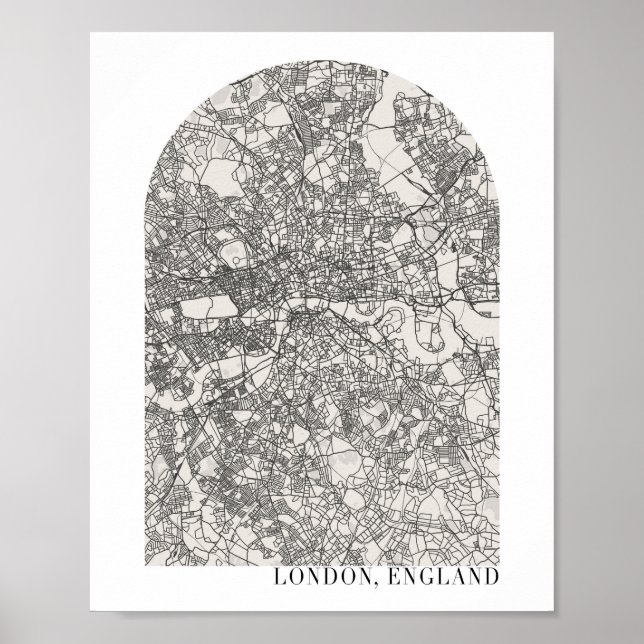Poster Mapa da Rua Mínima de Arch do London England Boho (Frente)