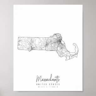 Poster Mapa da rua mínima de Massachusetts