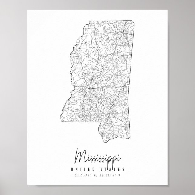 Poster Mapa da rua mínima do Mississippi (Frente)