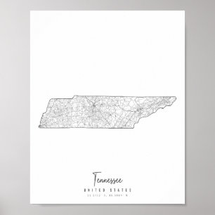 Poster Mapa da rua mínima do Tennessee
