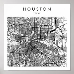 Poster Mapa da Rua Moderna Minimal de Houston Texas