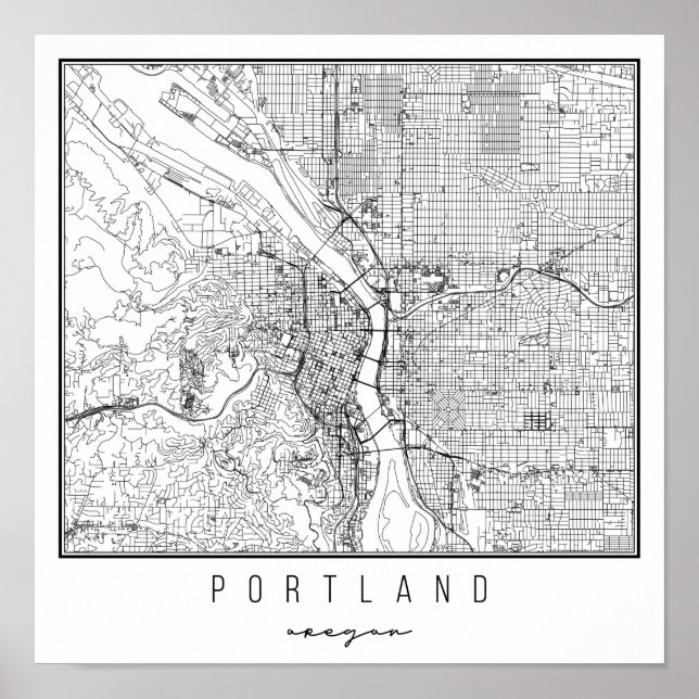 Poster Mapa da Rua Portland Oregon (Frente)