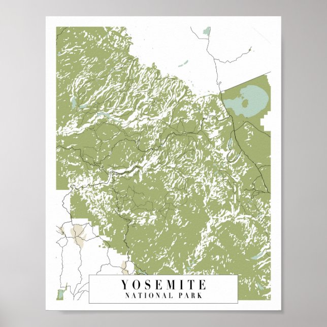Poster Mapa da Rua Retro do Parque Nacional Yosemite (Frente)
