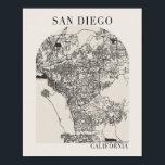 Poster Mapa da Rua San Diego California Boho<br><div class="desc">Mapa de Beige Color Street do Cheio de Arco Mínimo de San Diego California Boho</div>