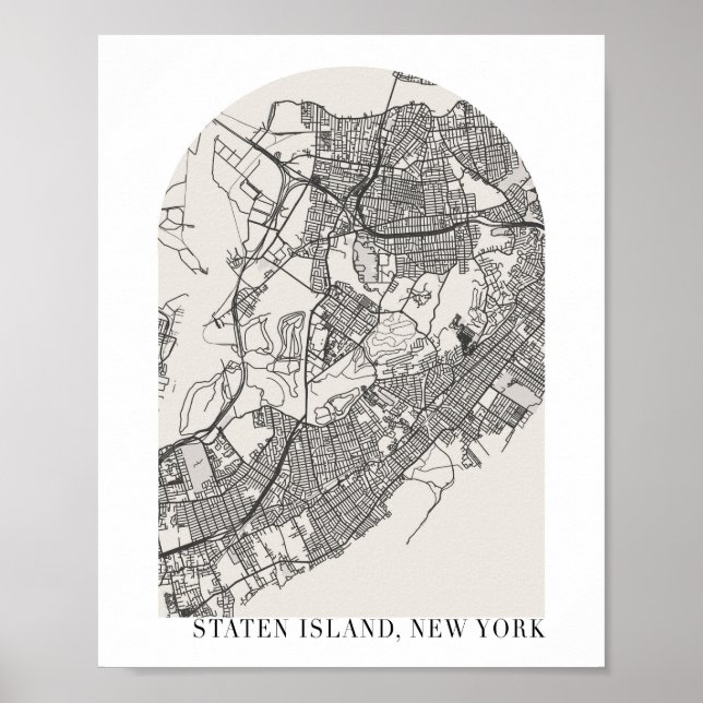 Poster Mapa da Rua Staten Island New York Boho Arch (Frente)