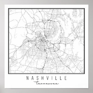 Poster Mapa da Rua Tennessee em Nashville