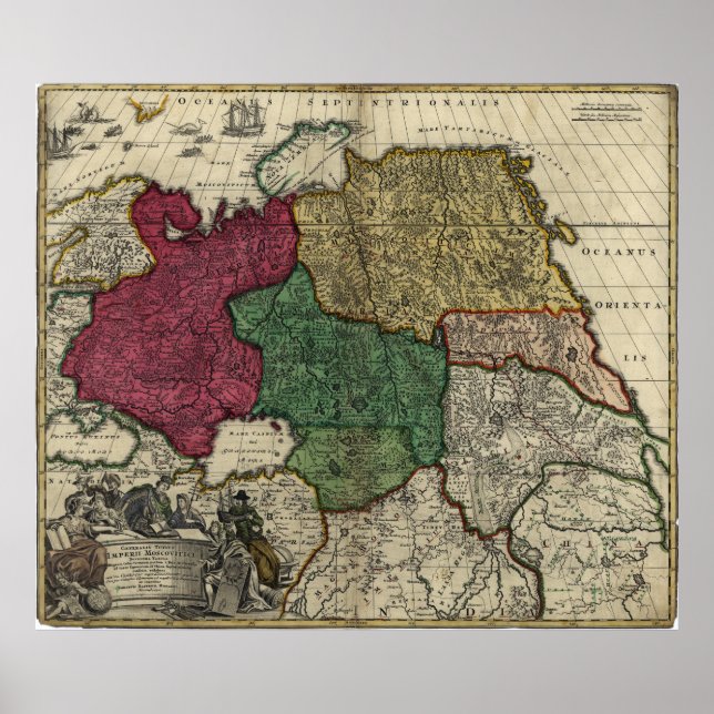 Poster Mapa da Rússia (1704) (Frente)